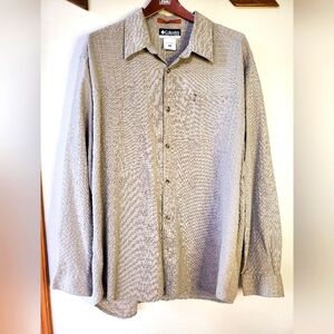 Columbia Mens Long Sleeve Button Down Beige Plaid Size XL